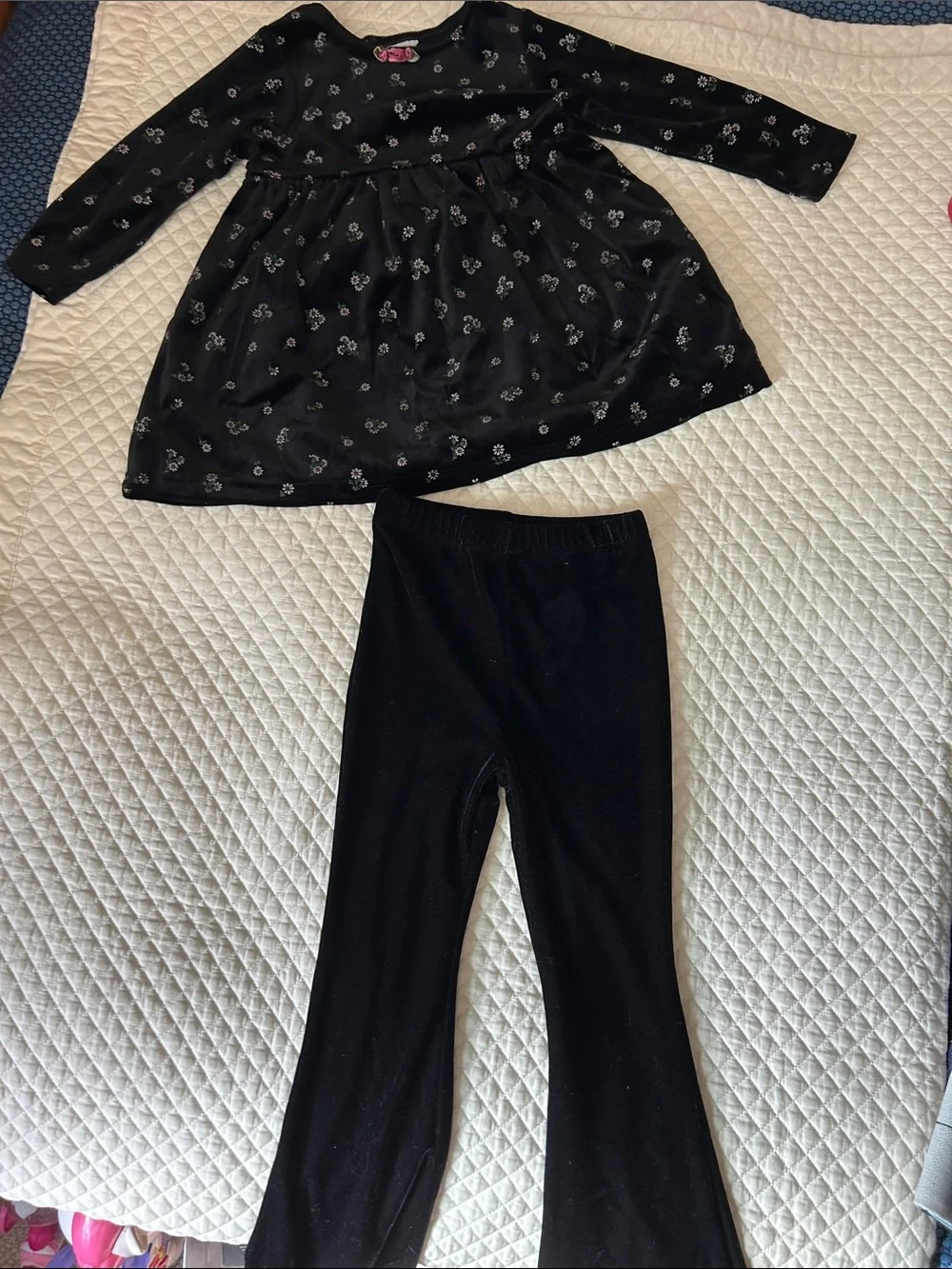Girls Black Floral Long-Sleeve Pajama Set by Carter's